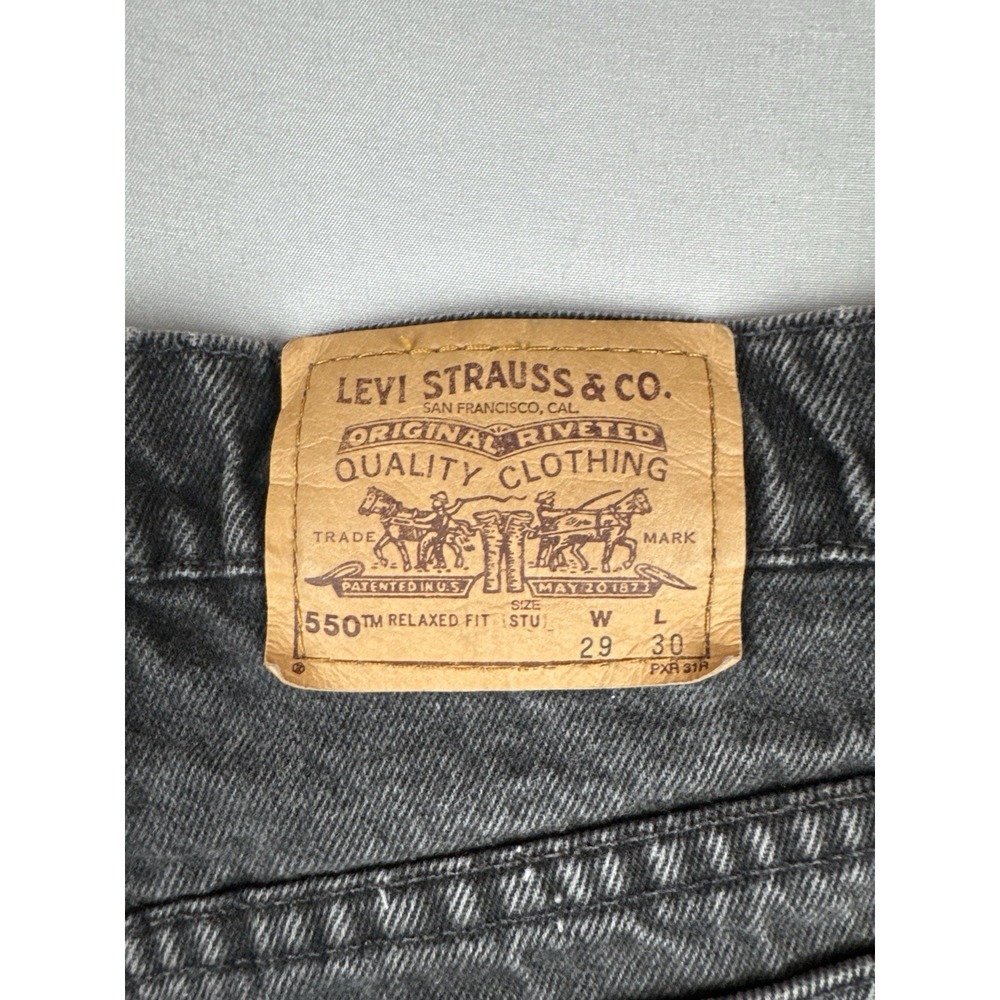 Vintage 90s Levi's 550 Student Relaxed Fit Black Jeans Orange Tab 28x30 - Picture 13 of 15
